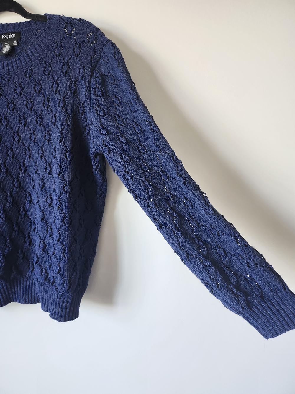 Papillon Blanc Navy Openwork Crewneck Sweater - Picture 4 of 8